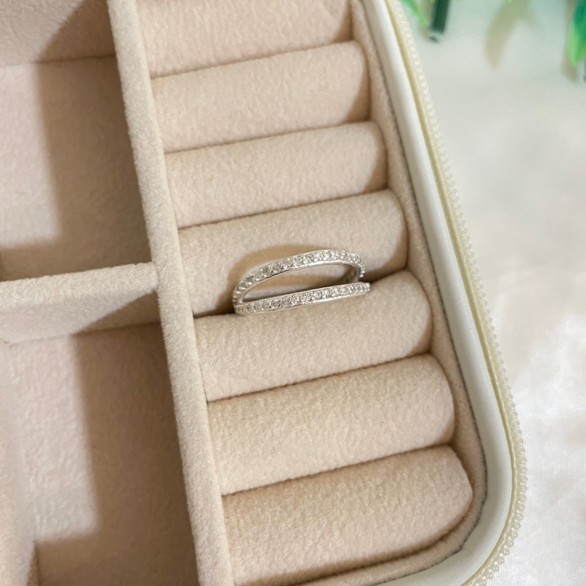 Anel 2 Arcos Cravejados Prata 925