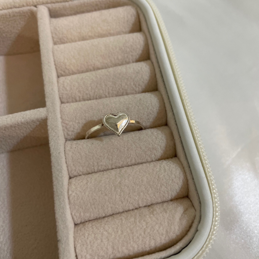 Anel Coração Cheio Prata 925
