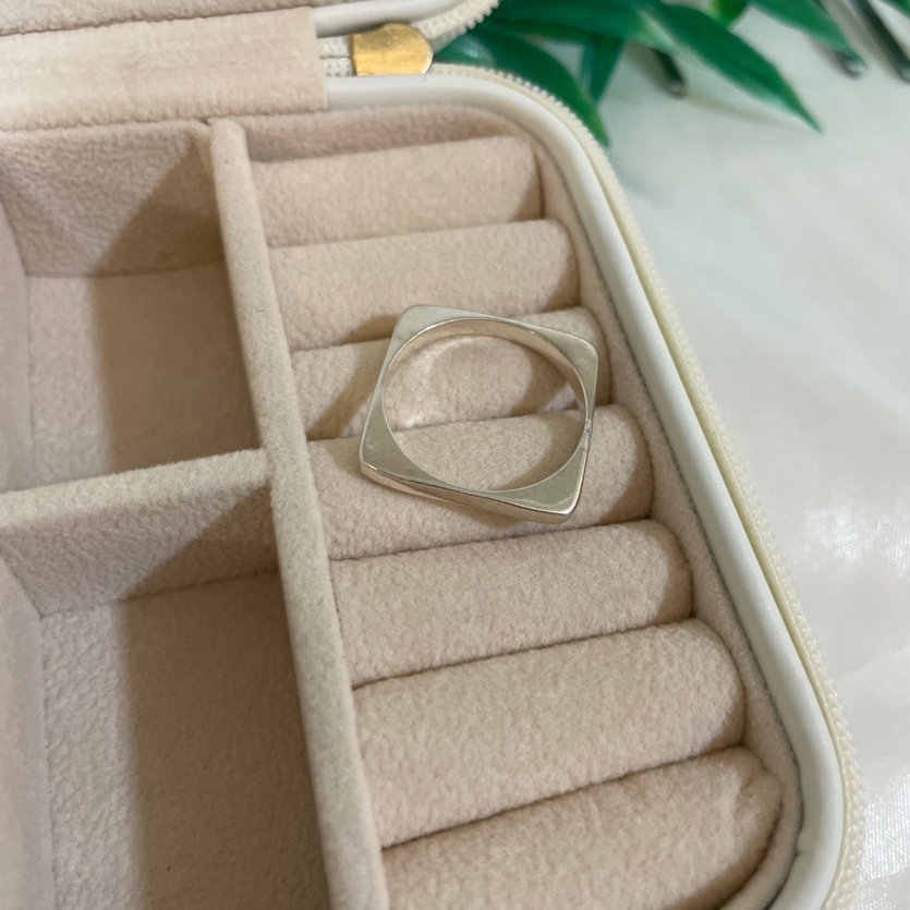 Anel Quadrado Prata 925