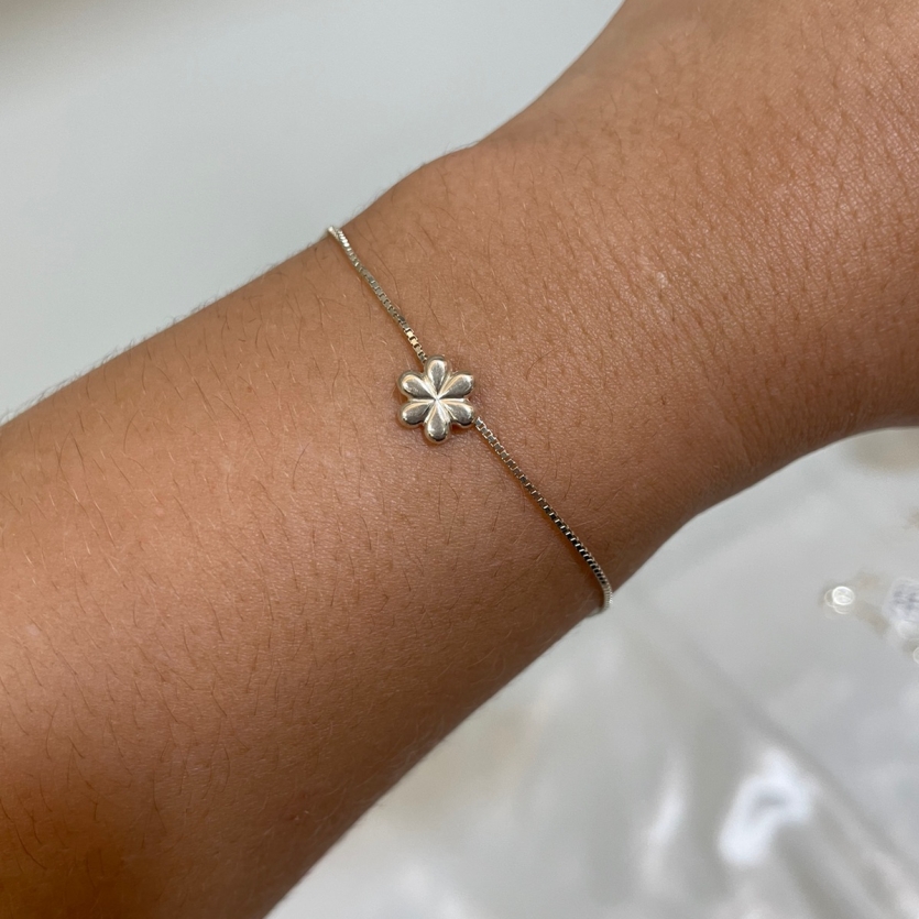 Pulseira Flor Feminina - Prata 925