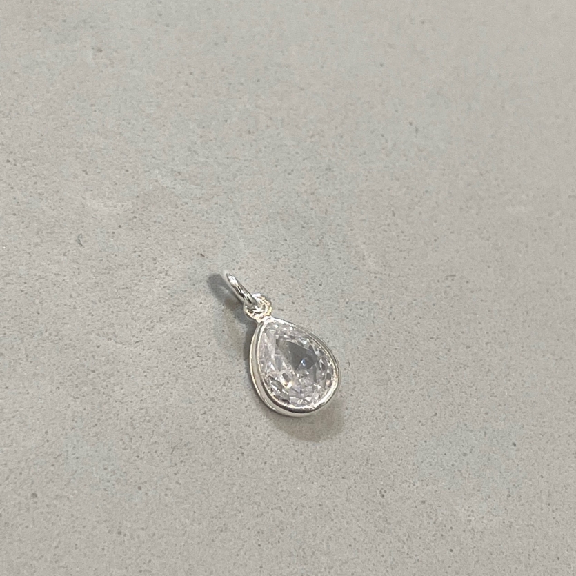 Pingente Gota Cristal-Verde-Lilás-Rosa-Vermelho-Azul - Prata 925